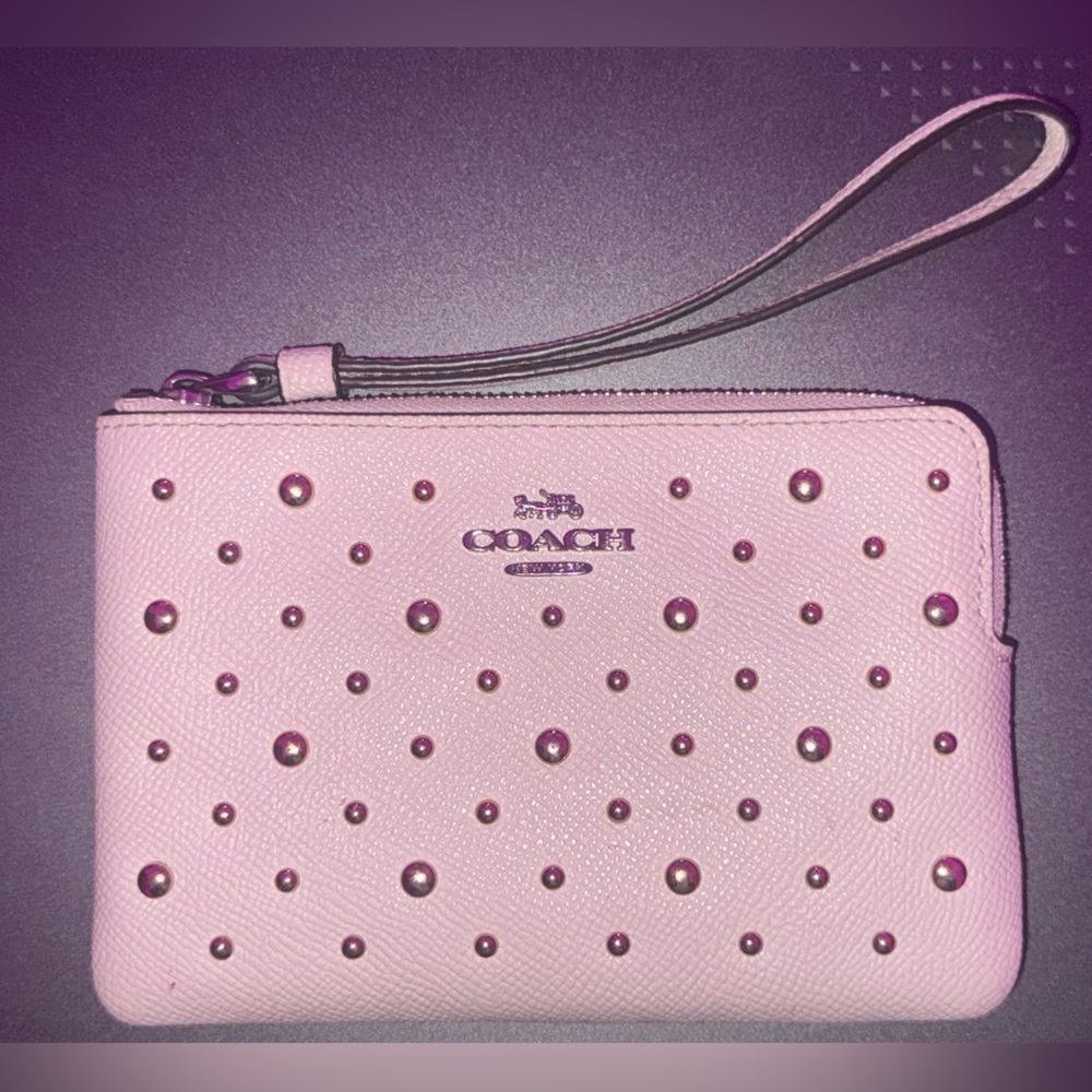 Coach White Studded Wristlet
